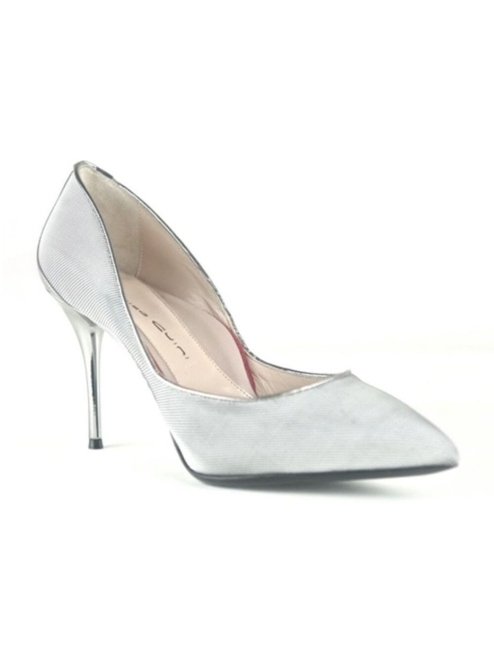 Enrico Cuini ELLE Cybernet Metallic Silver Pumps Size 41.5
